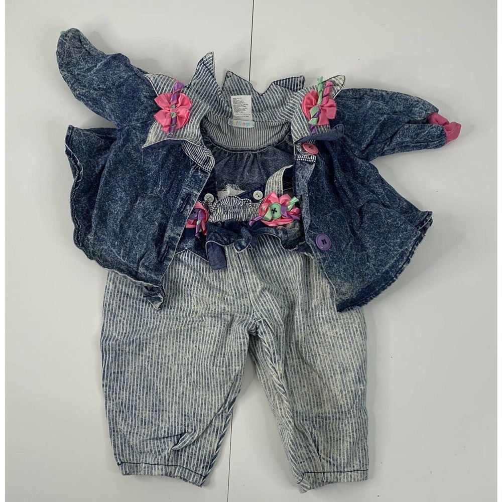 VTG MUFFLINGS 2-pc Denim Overall & Jacket Set 18M